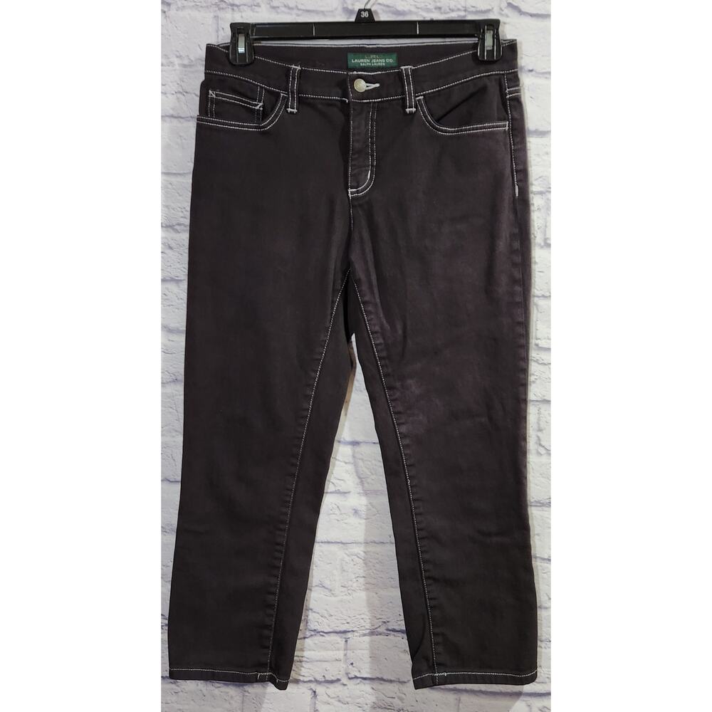 LRL Lauren Jeans Co Black Flat Front Ankle Length Jeans 8 Lightweight Soft